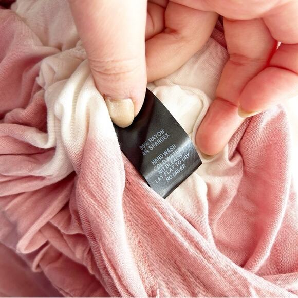 Lulu's White Pink Tie-Dye Short Sleeve V-Neck Pullover mini dress Size Small - Picture 5 of 7